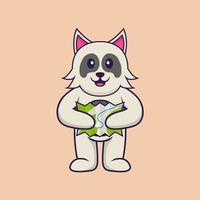 Ilustración de vector de personaje de dibujos animados de perro lindo.