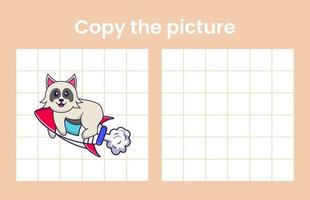 Copy the picture of a cute dog. Educational game for children. Cartoon vector illustration