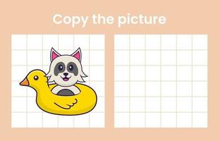 Copy the picture of a cute dog. Educational game for children. Cartoon vector illustration