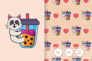 Cute dog cartoon character. seamless pattern background vector