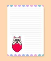 Planner page and to do list with cute dog. Cartoon vector illustration.