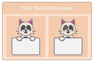 Cute dog cartoon character. Find differences. Educational game for children. Cartoon vector illustration