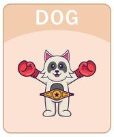 flashcard del alfabeto con personaje de dibujos animados lindo perro. vector