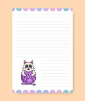 Planner page and to do list with cute dog. Cartoon vector illustration.