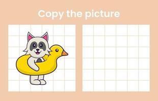 Copy the picture of a cute dog. Educational game for children. Cartoon vector illustration