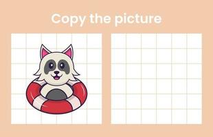 Copy the picture of a cute dog. Educational game for children. Cartoon vector illustration