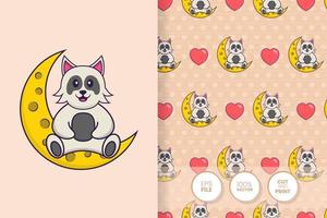 Cute dog cartoon character. seamless pattern background vector