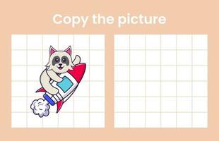 Copy the picture of a cute dog. Educational game for children. Cartoon vector illustration