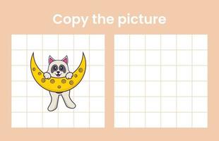 Copy the picture of a cute dog. Educational game for children. Cartoon vector illustration