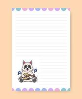 Planner page and to do list with cute dog. Cartoon vector illustration.