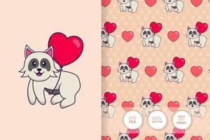 Cute dog cartoon character. seamless pattern background vector