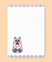 Planner page and to do list with cute dog. Cartoon vector illustration.