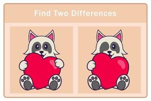 Cute dog cartoon character. Find differences. Educational game for children. Cartoon vector illustration