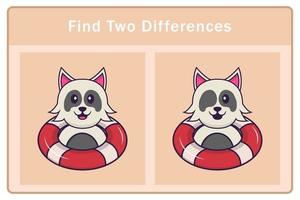 Cute dog cartoon character. Find differences. Educational game for children. Cartoon vector illustration