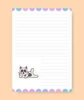 Planner page and to do list with cute dog. Cartoon vector illustration.