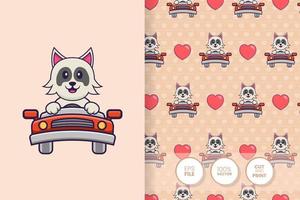 Cute dog cartoon character. seamless pattern background vector