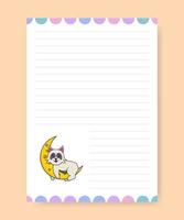 Planner page and to do list with cute dog. Cartoon vector illustration.