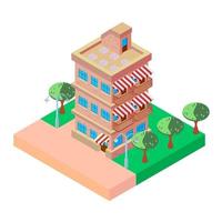 vector icon of a multistory building with oaks
