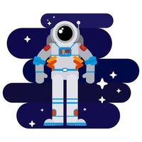 Flat astronaut in space among the stars vector