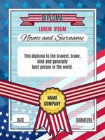 Diploma american award vector bright interesting background with
