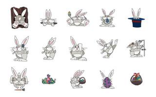 selection of hare character for easter holiday new vector