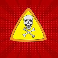 Pop art on a red background with a skull and bones vector