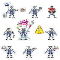 Blue robot advertising compilation vector