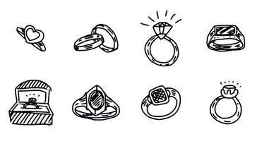 anillos de boda y hombres dibujo simple. garabato nuevo vector