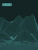 Green grid abstract vector background with a polygonal landscape