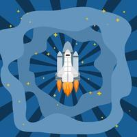 Pop art shuttle flying in space vector