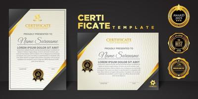 Set vertical and horizontal certificate template with ribbon line ornament texture and modern color background. certificate border. vector