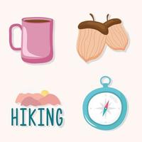 bundle of four camping set icons vector