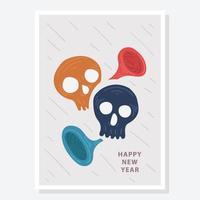 skull character celebrate of merry christmas and happy new year illustration vector