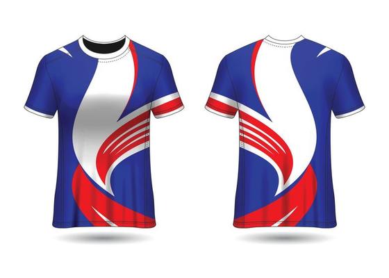 blue red white sports jersey template for team uniforms and Soccer