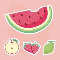 fresh and delicious fruits icons vector