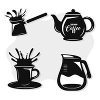 bundle of four coffee set icons vector