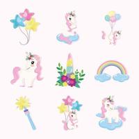 unicorns and icons vector