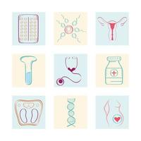 pregnancy nine icons vector