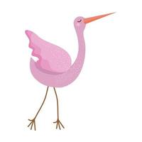 cigüeña, pájaro, color rosa, icono vector