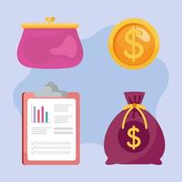 bundle of four savings management set icons vector