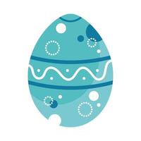 happy easter blue egg paint with figures icon vector