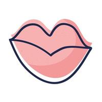 icono de estilo de doodle de labios de boca de mujer vector