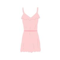 Pink summer dress in boho style, vector illustration in flat style