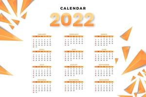 plantilla de calendario mensual para el año 2022. la semana comienza el domingo. Calendario de pared de estilo minimalista. vector