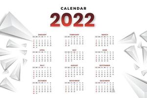 plantilla de calendario mensual para el año 2022. la semana comienza el domingo. Calendario de pared de estilo minimalista. vector