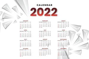 plantilla de calendario mensual para el año 2022. la semana comienza el domingo. Calendario de pared de estilo minimalista. vector