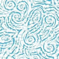 Vector blue seamless pattern drawn with a brush for decor isolated on a white background.Smooth lines with torn edges in the form of spirals of corners and loops