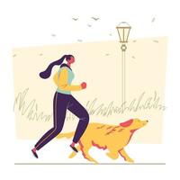 Women With Pet Running Concept vector