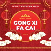 Gradient Gong Xi Fa Cai Greeting vector