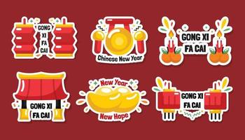 Colorful Gong Xi Fa Cai Sticker Collection vector